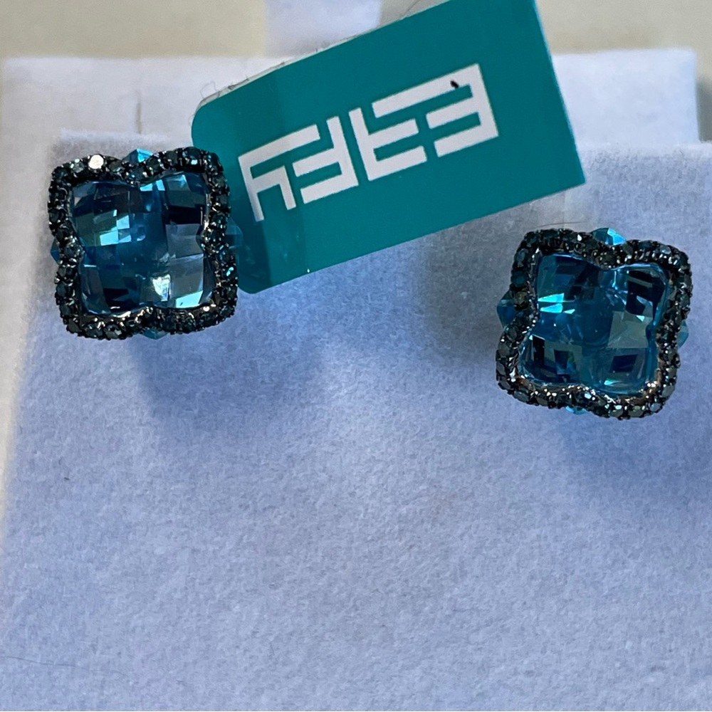 Effy 14K White Gold Diamond Topaz earrings